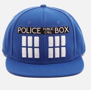 Doctor Who Tardis Blue Snapback Hat Flat Visor Baseball Ball Cap Adult Size